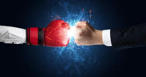 Fighting hands with different elements concept Foto stock