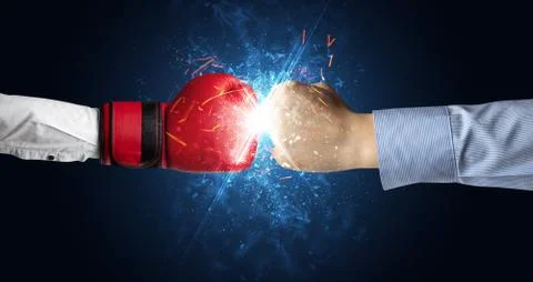 Fighting hands with different elements concept Foto stock