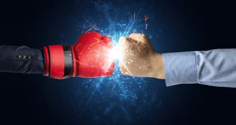 Fighting hands with different elements concept Foto stock