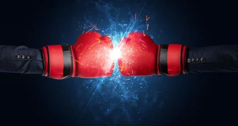 Fighting hands with different elements concept Foto stock