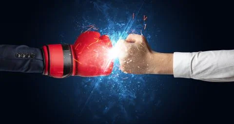 Fighting hands with different elements concept Foto stock