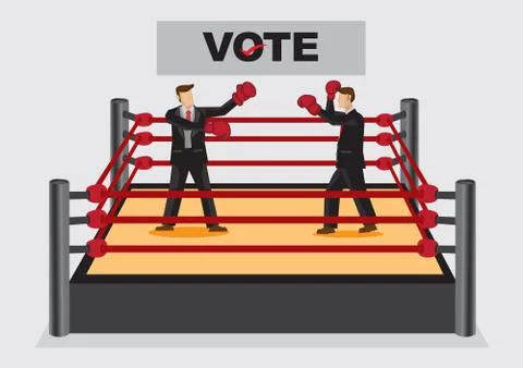 Fighting it Out for Voting Candidates Cartoon Vector Illustration Stock Illustration