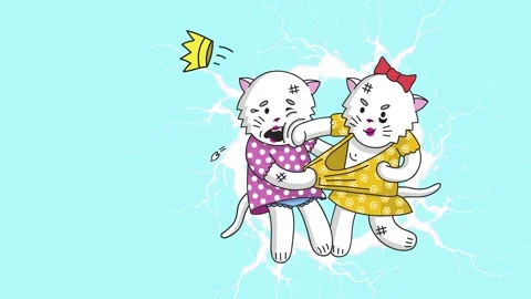 Fighting kity. Blue background. Cute. 스톡 동영상 202313716