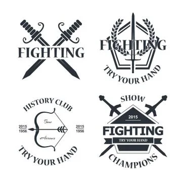 Fighting logo set Stock Illustration