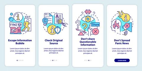 Fighting misinformation onboarding mobile app screen Illustrazione stock