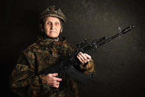 Fighting old lady Stock Photos