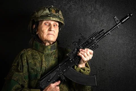 Fighting old lady Stock Photos