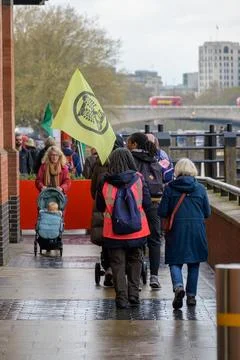 Fighting for Our Future: Climate Change Protest on Southbank Stock Photos