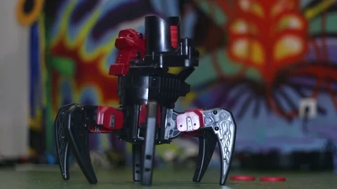 Fighting robot spider Stock Footage 81790383