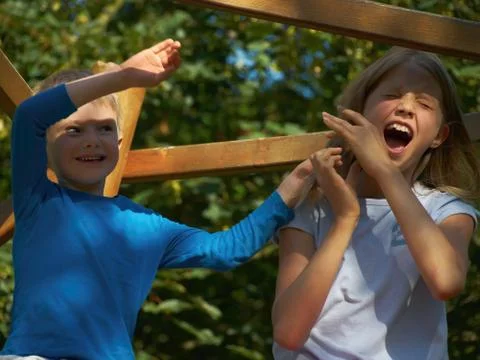 Fighting siblings Stock Photos