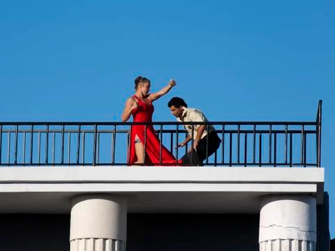Fighting at terrace 2 Stock Photos