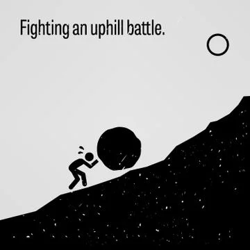 Fighting an Uphill Battle Stock Illustration