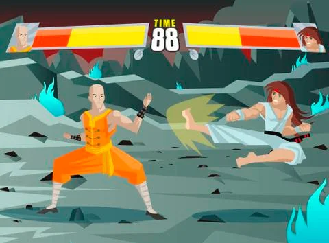 Fighting video game screen Stock Illustration