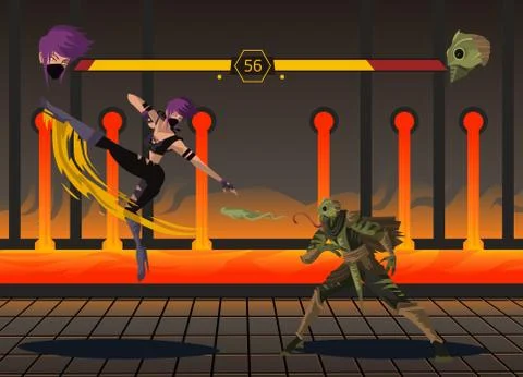 Fighting videogame characters Stock Illustration