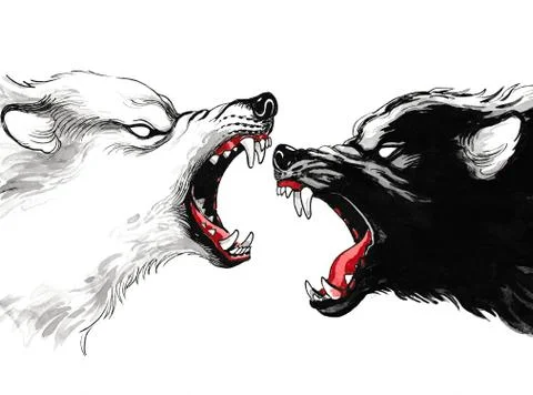 Fighting wolfs Stock Illustration