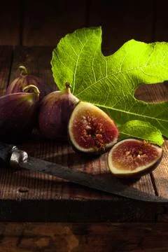 Figs and knife Stock Photos