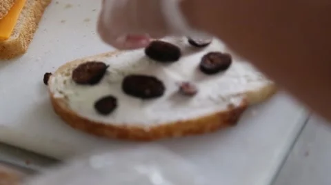 Figs and Spread on Bread 1080p HD Stock Footage 53111407