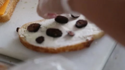 Figs and Spread on Bread 720p HD Stock Footage 53111404