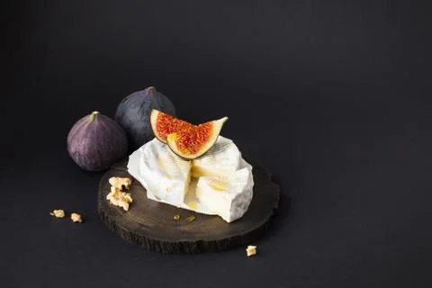 Figs, cheese. Close up. Copy space Stock Photos