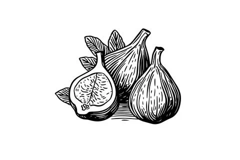 Figs fruit hand drawn ink sketch. Engraved style vector illustration. 스톡 일러스트