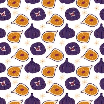 Figs fruit seamless pattern sweet summer dessert vector Stock Illustration