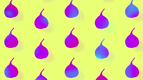 Figs pattern in vibrant gradient holographic neon colors. Concept art. Minimal Stock Footage 167486065