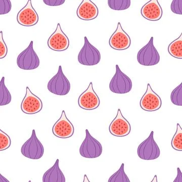 Figs seamless pattern. Exotic and tropical fruit seamless pattern. Stock Illustration