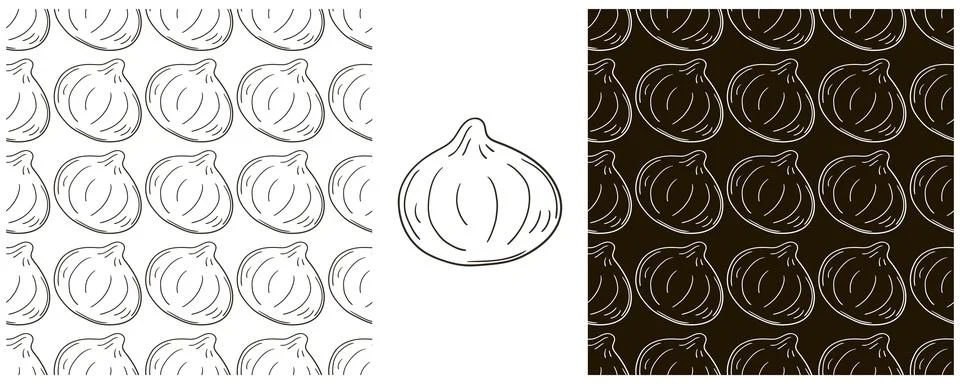 Figs. Seamless pattern for kitchen, restaurant or shop. Monochrome Set in han Illustrazione stock