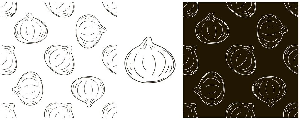 Figs. Seamless pattern for kitchen, restaurant or shop. Set in hand draw styl Stock Illustration