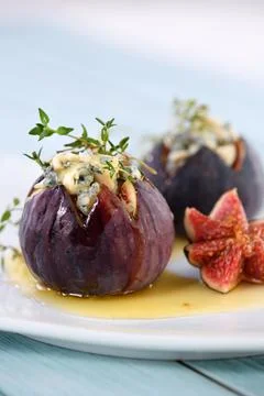 Figs stuffed with blue cheese Stock Photos