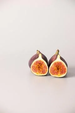 Figs on a white background, figs in section Stock Photos