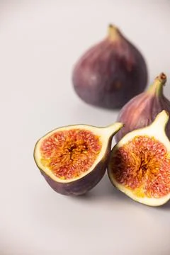 Figs on a white background, figs in section Fotos de archivo