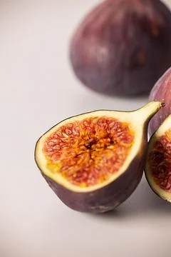 Figs on a white background, figs in section Stock Photos