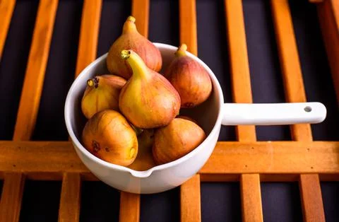 Figs in white pot Stock Photos