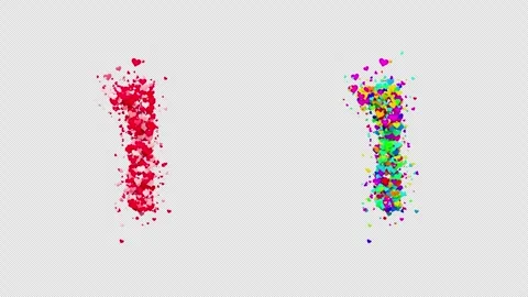 Figure 1 created from floating rainbow and red hearts, alpha channel video. 스톡 동영상 322016780