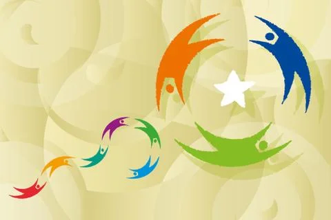 Figure background of acrobats around a star. Stock Illustration