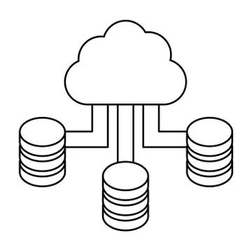 Figure blue cloud hosting data center Illustrazione stock