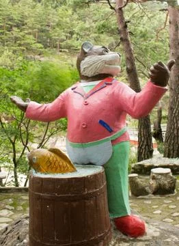 The figure of the cat and fish Stock Photos