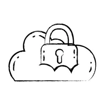 Figure cloud data with padlock to sercurity information Illustrazione stock