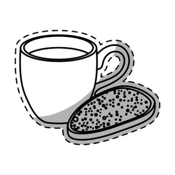 Figure coffee cup with bread icon 库存插图