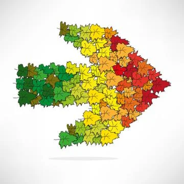 Figure colored leaves in the shape of an arrow direction Stock Illustration