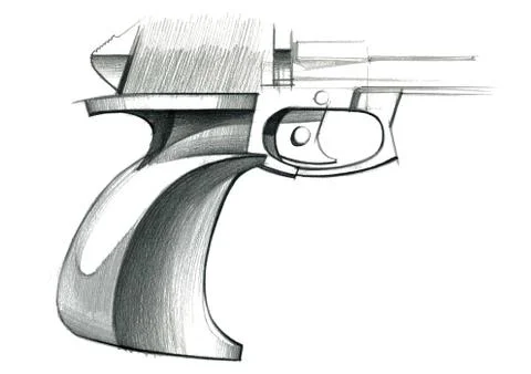 Figure of the concept of the ergonomic handle of the target sports pistol. Stock Illustration