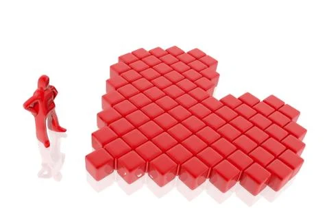 Figure constructing a heart with cubes Stockillustratie