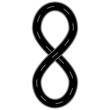 Figure eight road with dashed lines for driving and racing design Stock Illustration