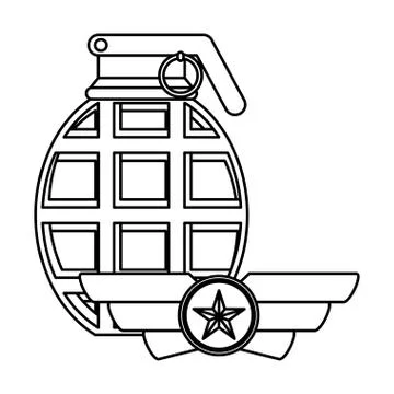 Figure emblem with grenade military elements Stock Illustration