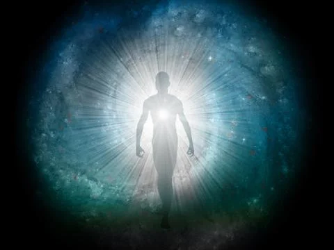 Figure emerges from the comos Stock Illustration