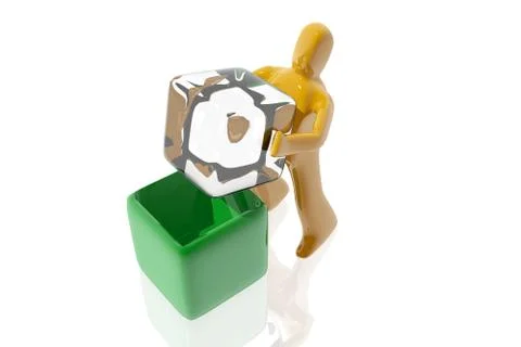 Figure fitting a cube in a box Stock Illustration