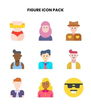 Figure Flat Collection Icons Pack Stock Illustration