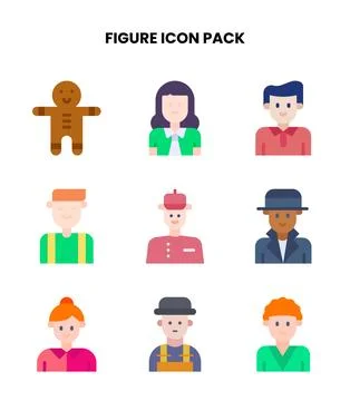 Figure Flat Set Icons Pack Stock Illustration