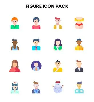 Figure Flat Vector Icons Pack Stock Illustration